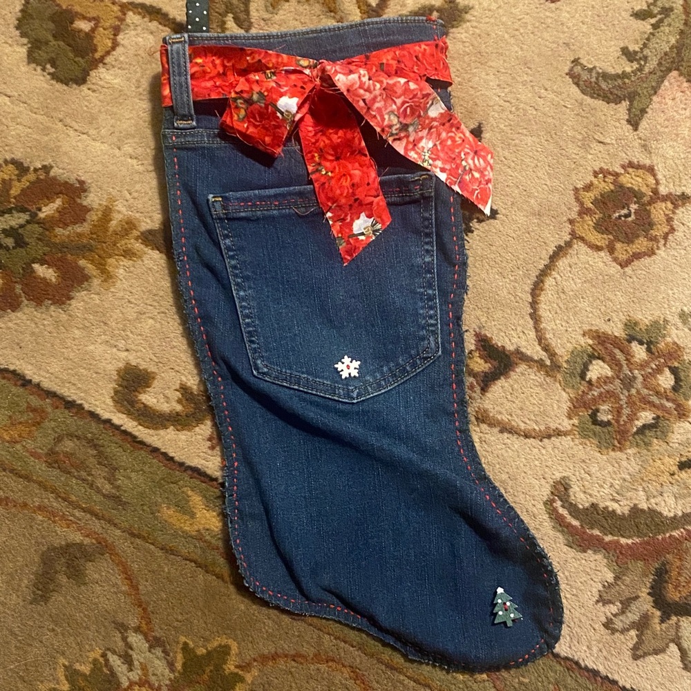 Handmade Western Christmas Stockings – Upcycled Denim & Cowboy Farmhouse Fabric